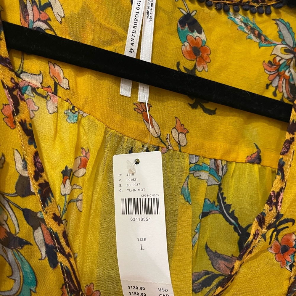 Anthropologie tunic. Sheer top. New with tags. Size L - Picture 5 of 6
